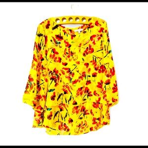 Chaus New York 3/4 Sleeve Tie Floral Plus Top